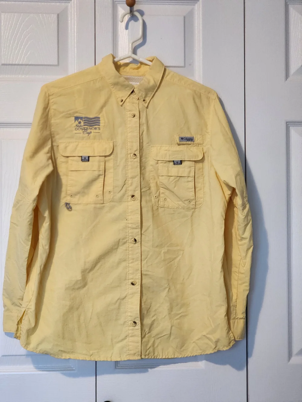 Columbia Yellow Button-Front PFG Outdoor/ Fishing Shirt Size Large - Picture 7 of 15